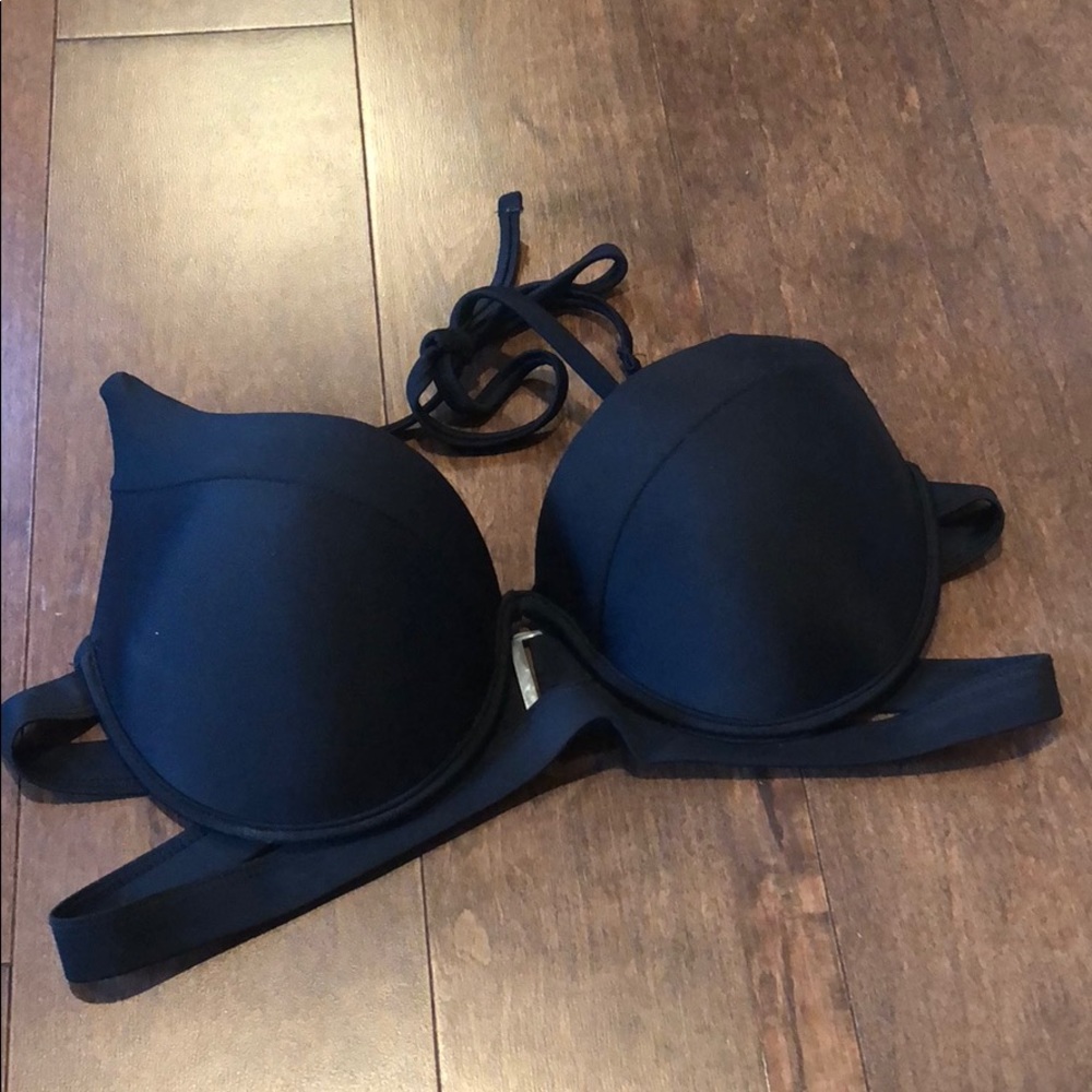 black strappy bathing suit top
